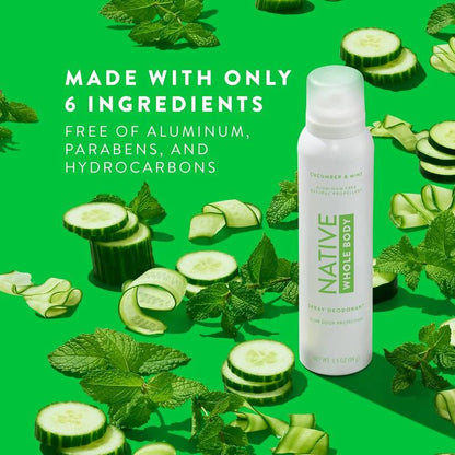 Native Cucumber & Mint Whole Body Deodorant Spray, 3.5 oz