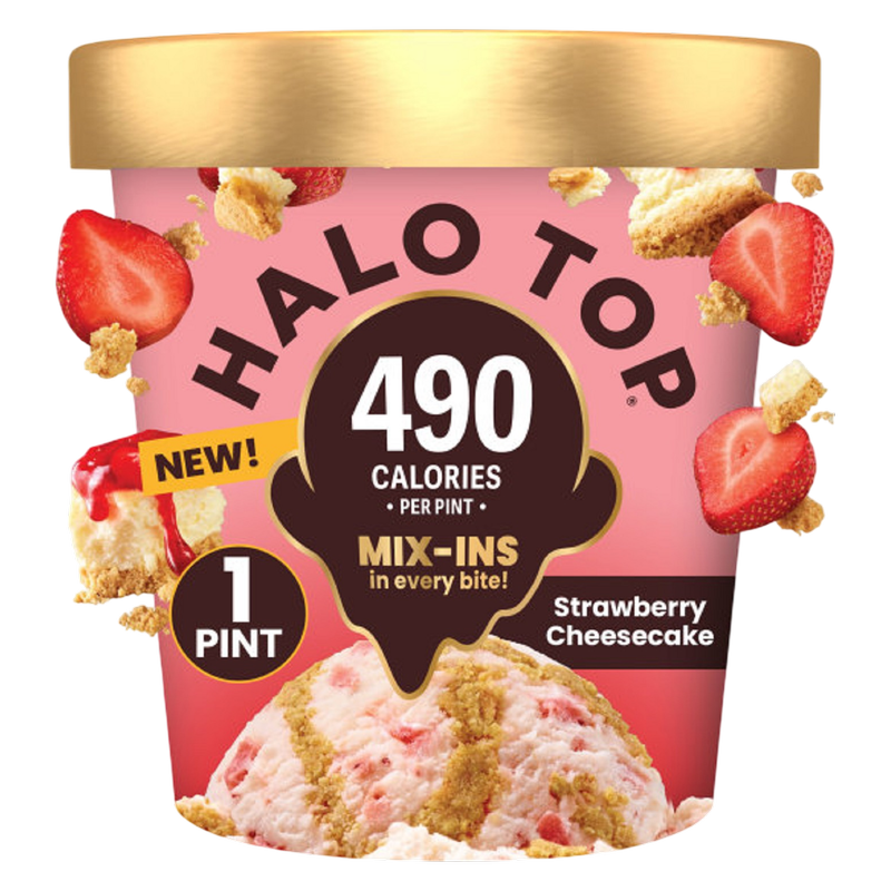Halo Top Mix Ins Strawberry Cheesecake Light Ice Cream Pint, 16oz