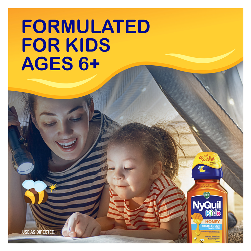 Vicks Kids NyQuil Honey Cold & Cough + Congestion Relief Real Vicks Kids NyQuil Honey Cold & Cough + Congestion Relief Real
