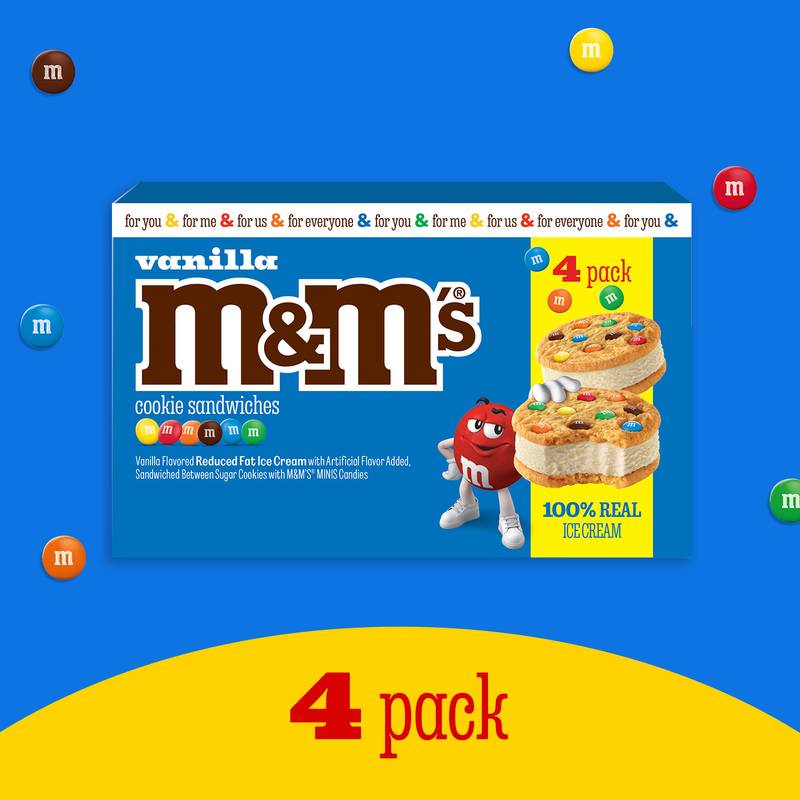 M&M'S Vanilla Ice Cream Cookie Sandwiches, 4 Pack