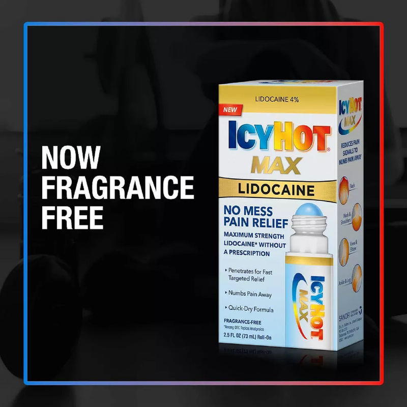 Icy Hot Lidocaine Pain Relief Roll On 2.5 oz