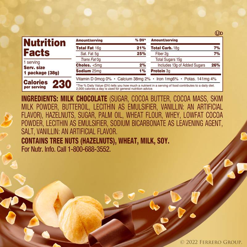 Ferrero Rocher Hazelnut Chocolate Candy 1.3oz