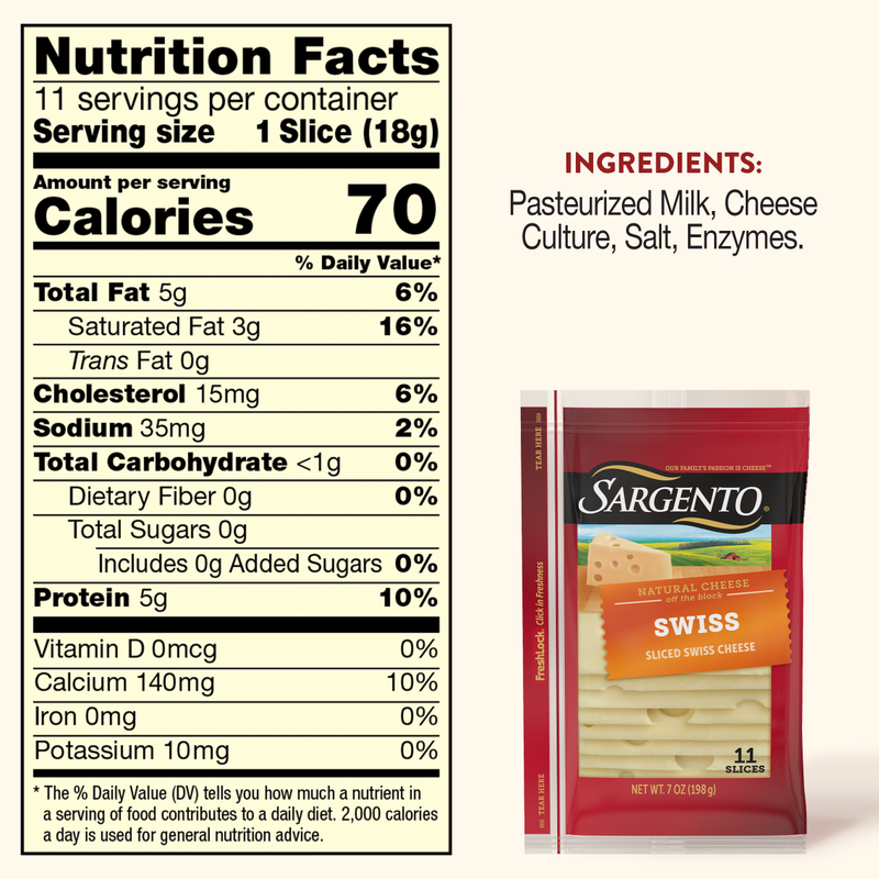 Sargento Sliced Swiss Natural Cheese - 11 slices