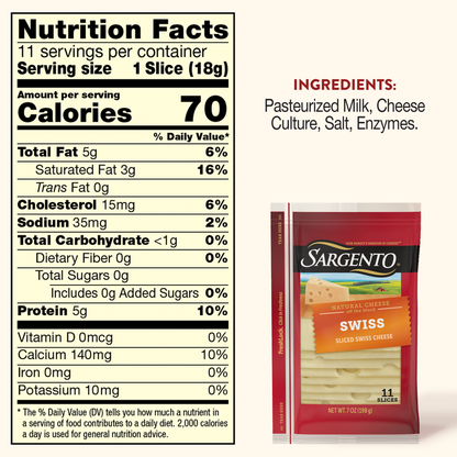 Sargento Sliced Swiss Natural Cheese - 11 slices