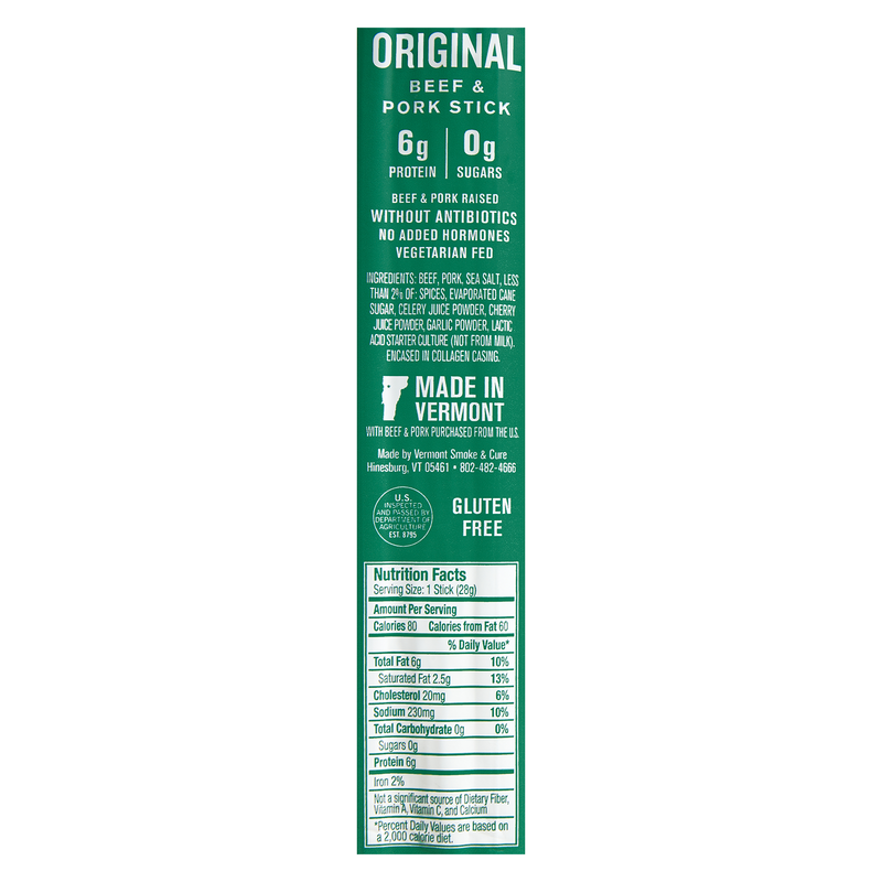 Vermont Smoke & Cure Original Cracked Pepper Beef & Pork Stick 1oz