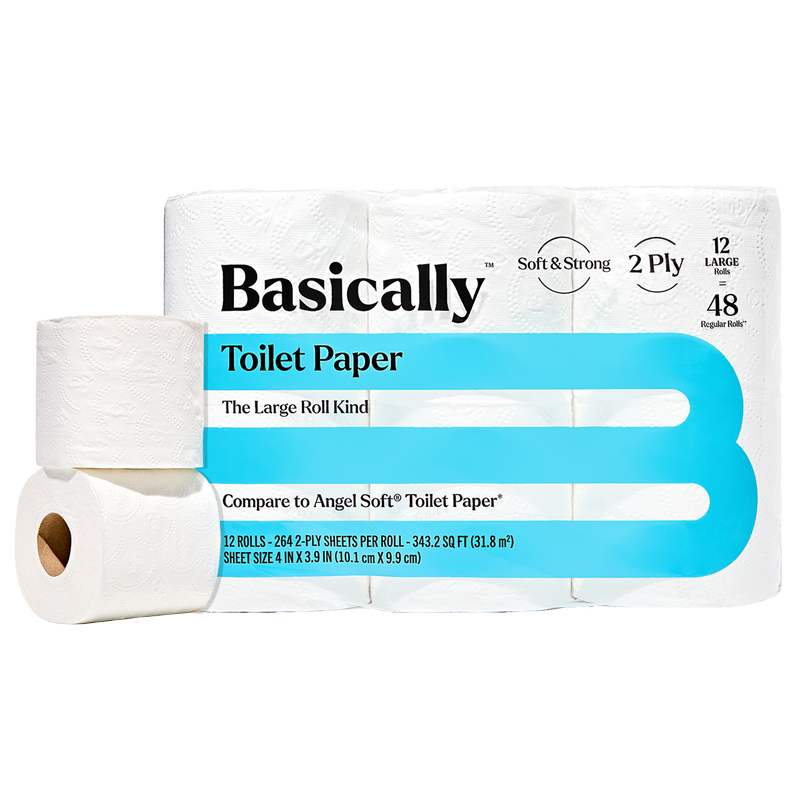 Basically 12ct Large Roll Soft Toilet Paper
