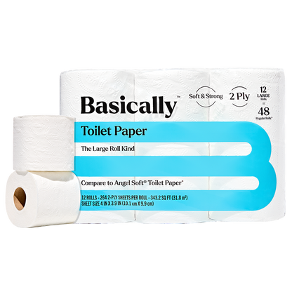 Basically 12ct Large Roll Soft Toilet Paper