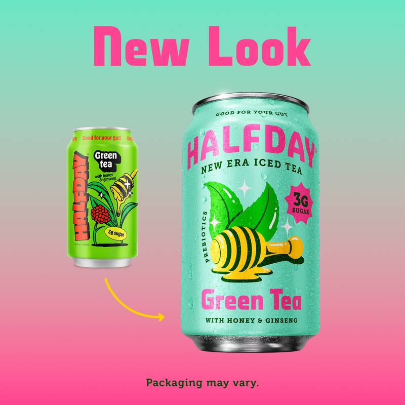 Halfday Prebiotic Green Tea with Honey & Ginseng 12oz Can
