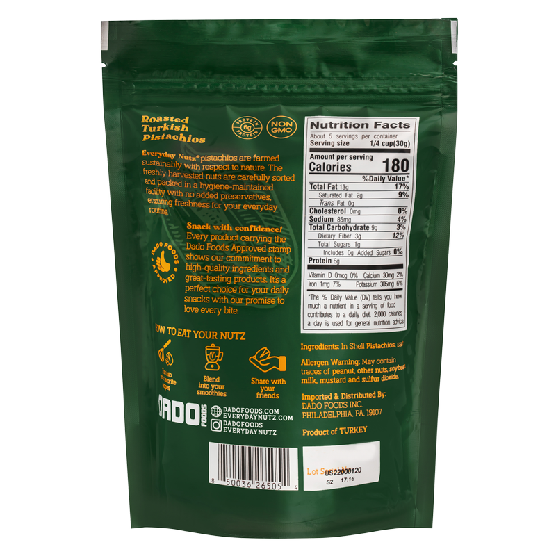 Everyday Nutz Roasted Pistachios 5oz