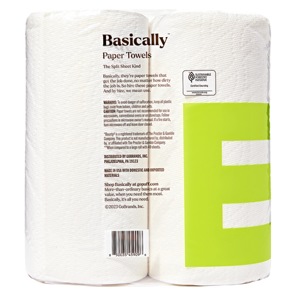 Basically 2ct Split Sheet Paper Towels Extra Large Roll