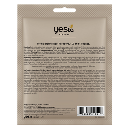 Yes To Coconut Hydrating Paper Mask 1ct