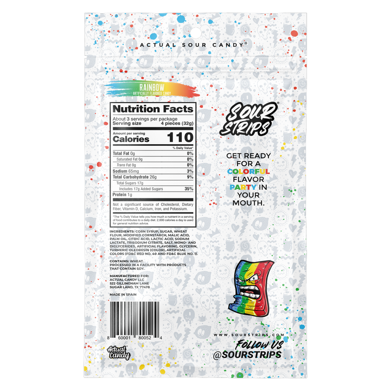 Rainbow Sour Strips, 3.4oz