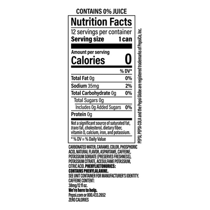 Pepsi Zero Sugar Wild Cherry 12oz 12pk Can