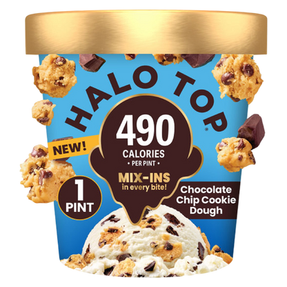 Halo Top Mix Ins Chocolate Chip Cookie Dough Light Pint, 16oz