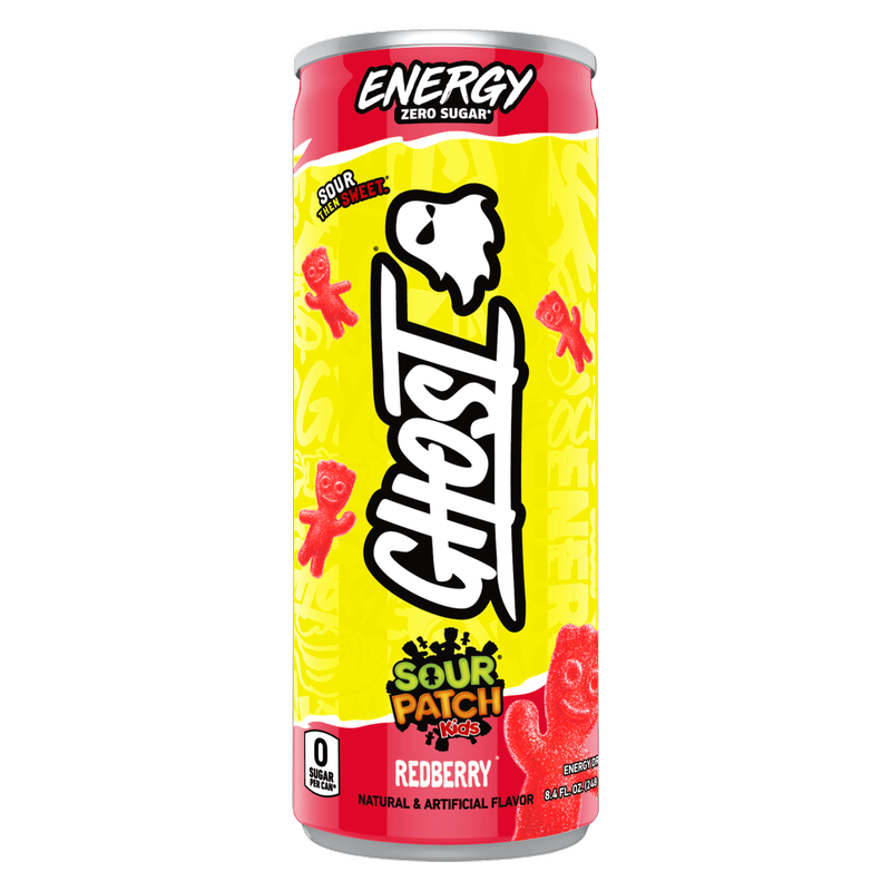 GHOST ENERGY Zero Sugar Sour Patch Kids Variety Pack Blue Rasberry and Redberry 4pk 8.4oz Can