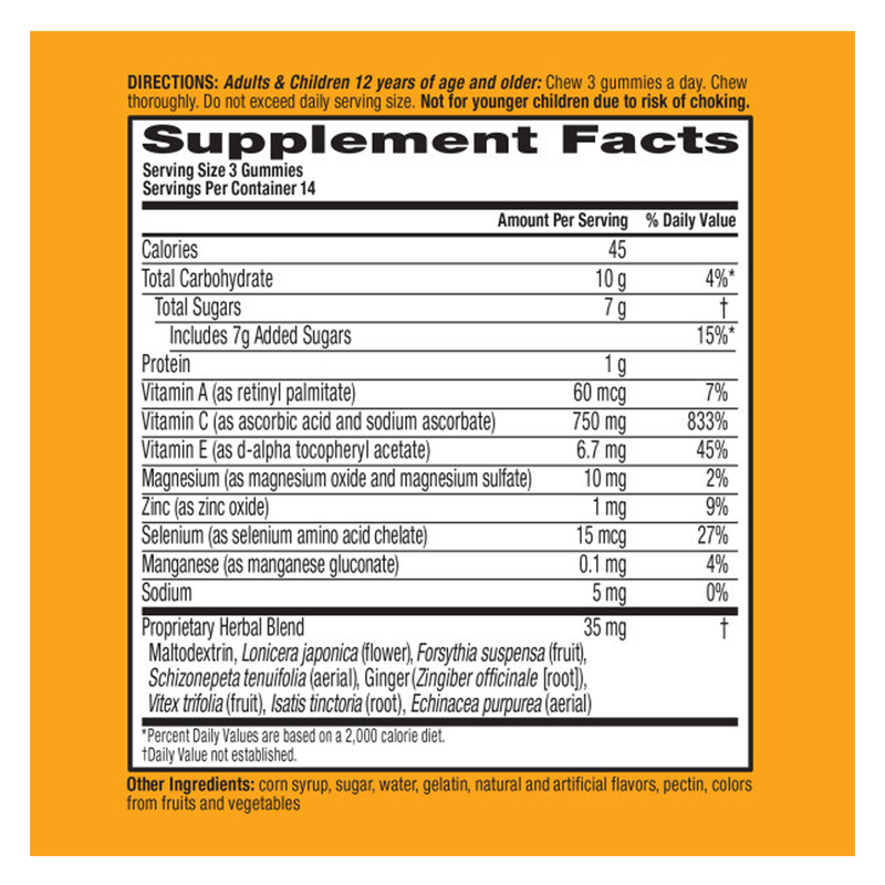 Airborne Vitamin C Assorted Fruit Gummies 42ct