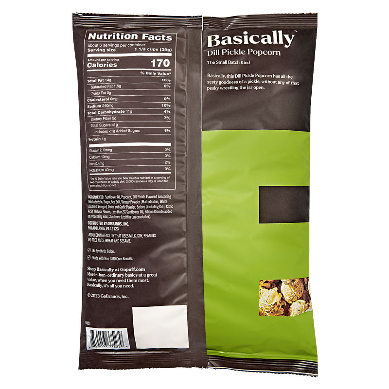 Basically Premium Dill Pickle Small Batch Popcorn 6oz