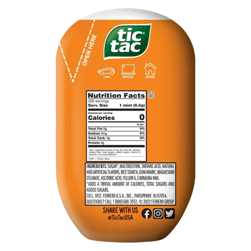 Tic Tac Orange Breath Fresheners, 3.4oz