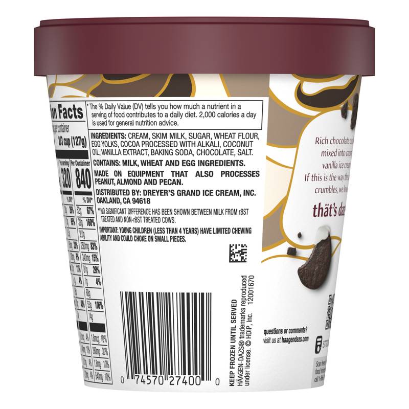 Haagen-Dazs Cookies & Cream Ice Cream, 14oz.