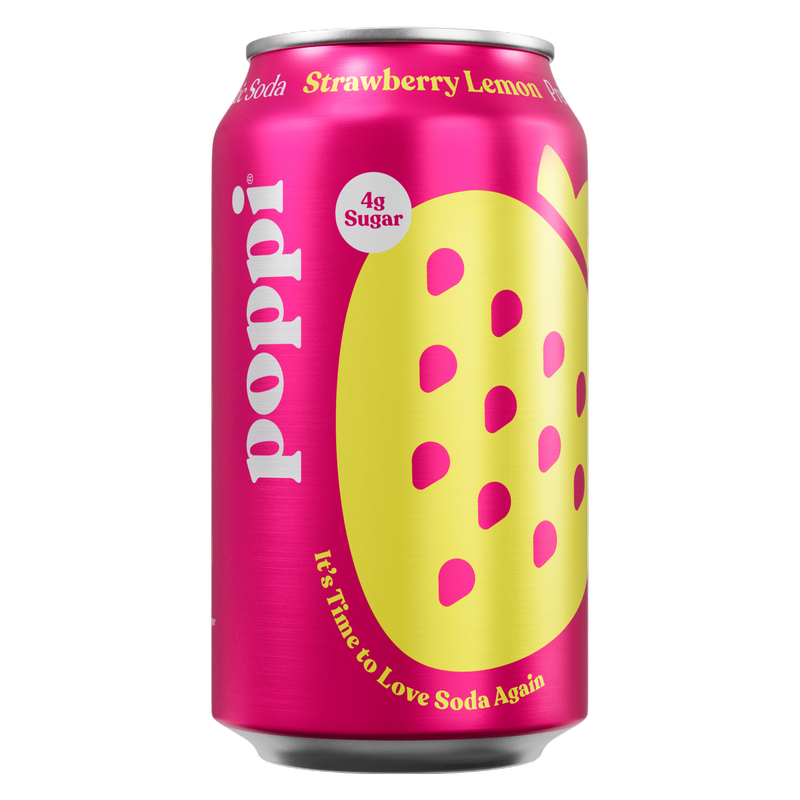 Poppi Prebiotic Soda Strawberry Lemon 4pk 12oz Can