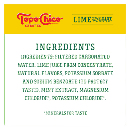 Topo Chico Sabores Lime with Mint Extract Flavored Sparkling Water 8pk 12oz Can