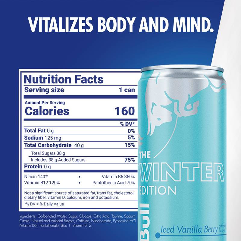 Red Bull Winter Edition Iced Vanilla Berry Energy Drink 12oz Can