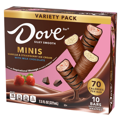 Dove Minis Vanilla & Strawberry Ice Cream Bars, 10ct