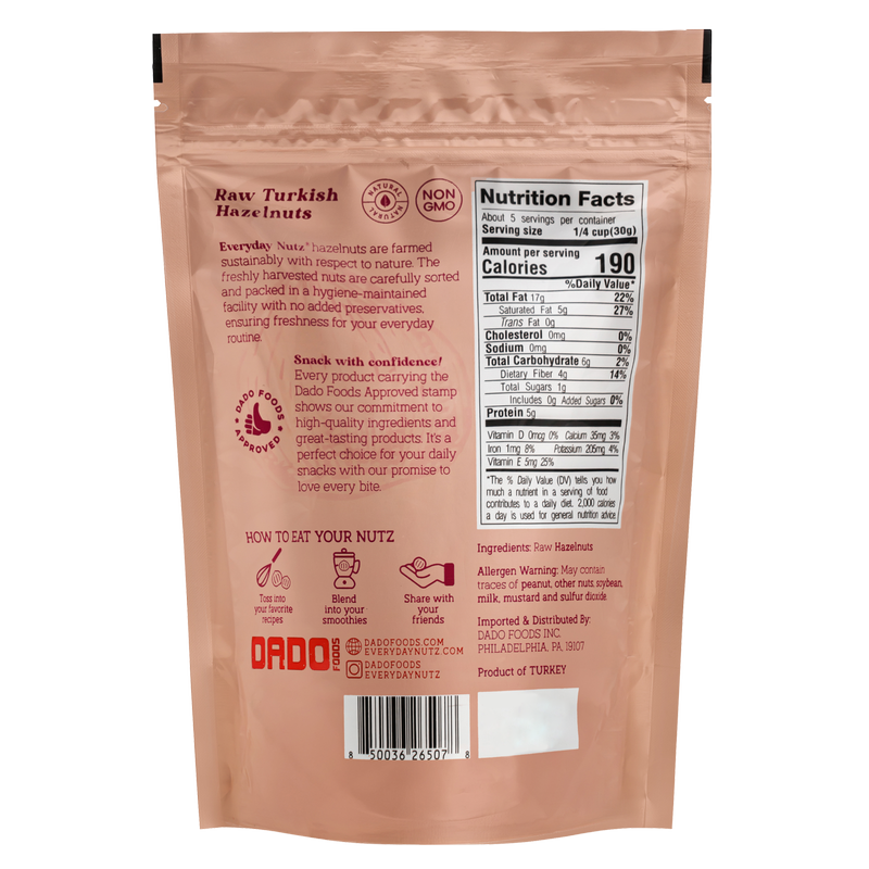 Everyday Nutz Raw Hazelnuts 5oz