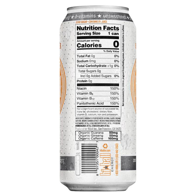 Hiball Peach Sparkling Energy Water 16oz Can