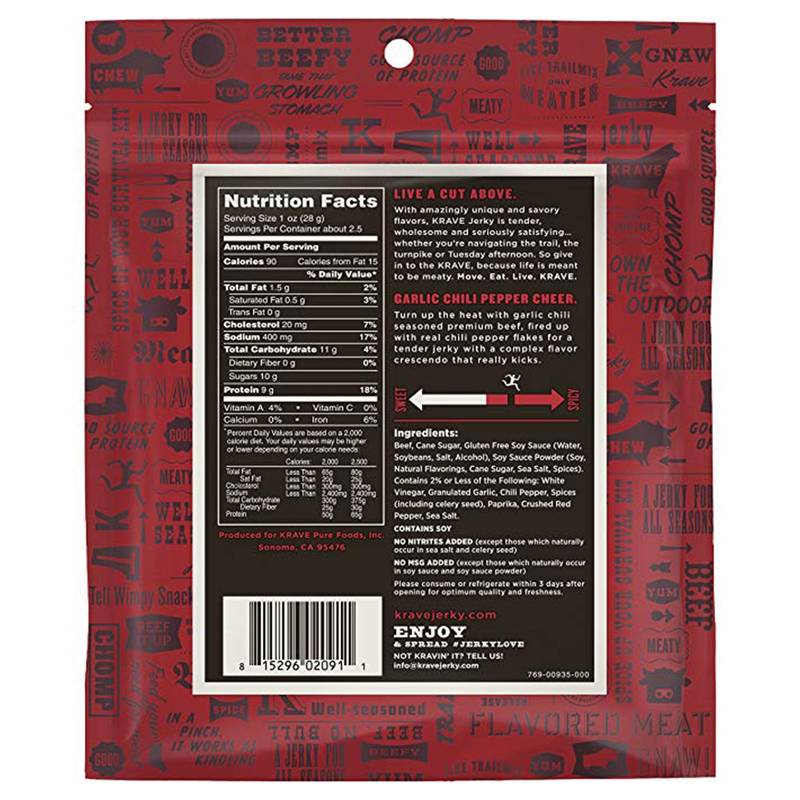 Krave Beef Jerky Garlic Chili Pepper 2.7oz