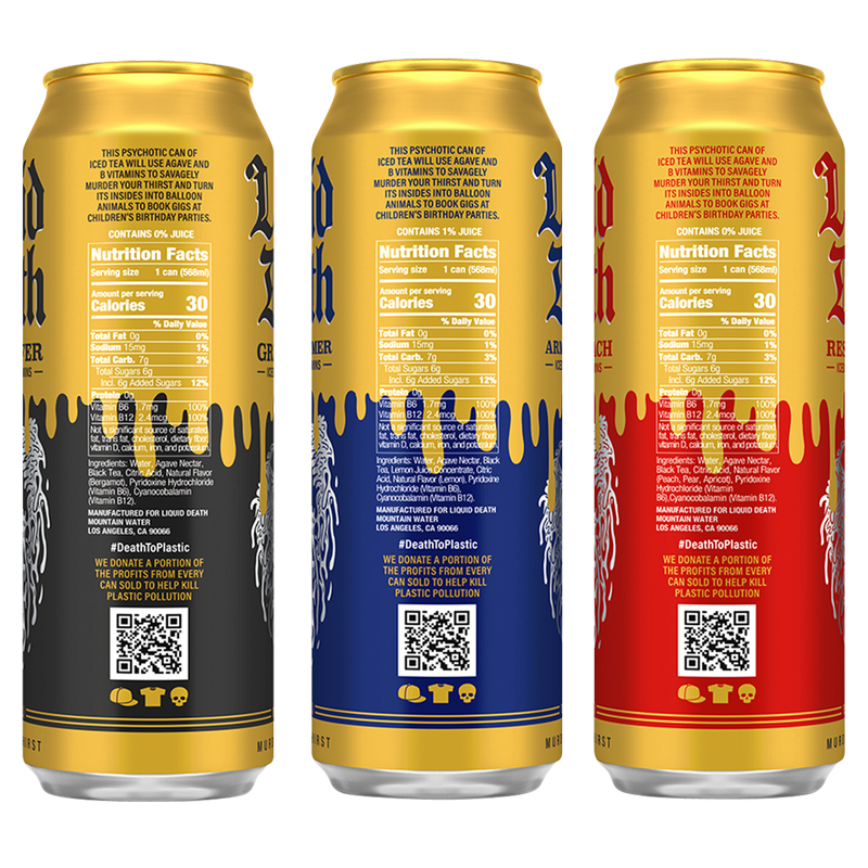 Liquid Death Iced Black Tea Mixed Pack (3 x 19.2 King Size Cans)