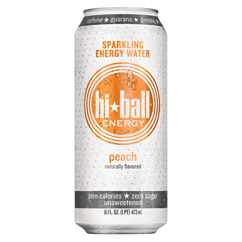 Hiball Peach Sparkling Energy Water 16oz Can