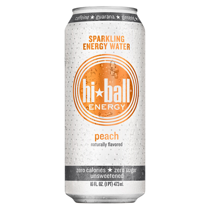 Hiball Peach Sparkling Energy Water 16oz Can