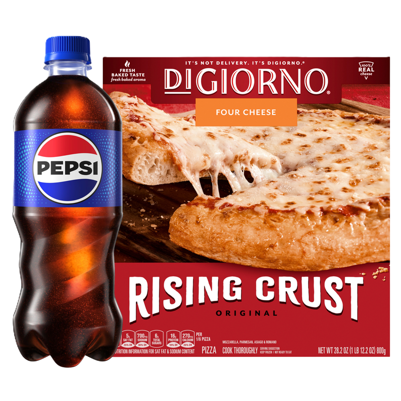 DiGiorno Frozen Original Rising Crust Four Cheese Pizza 12in 28.2oz & Pepsi 2L Btl